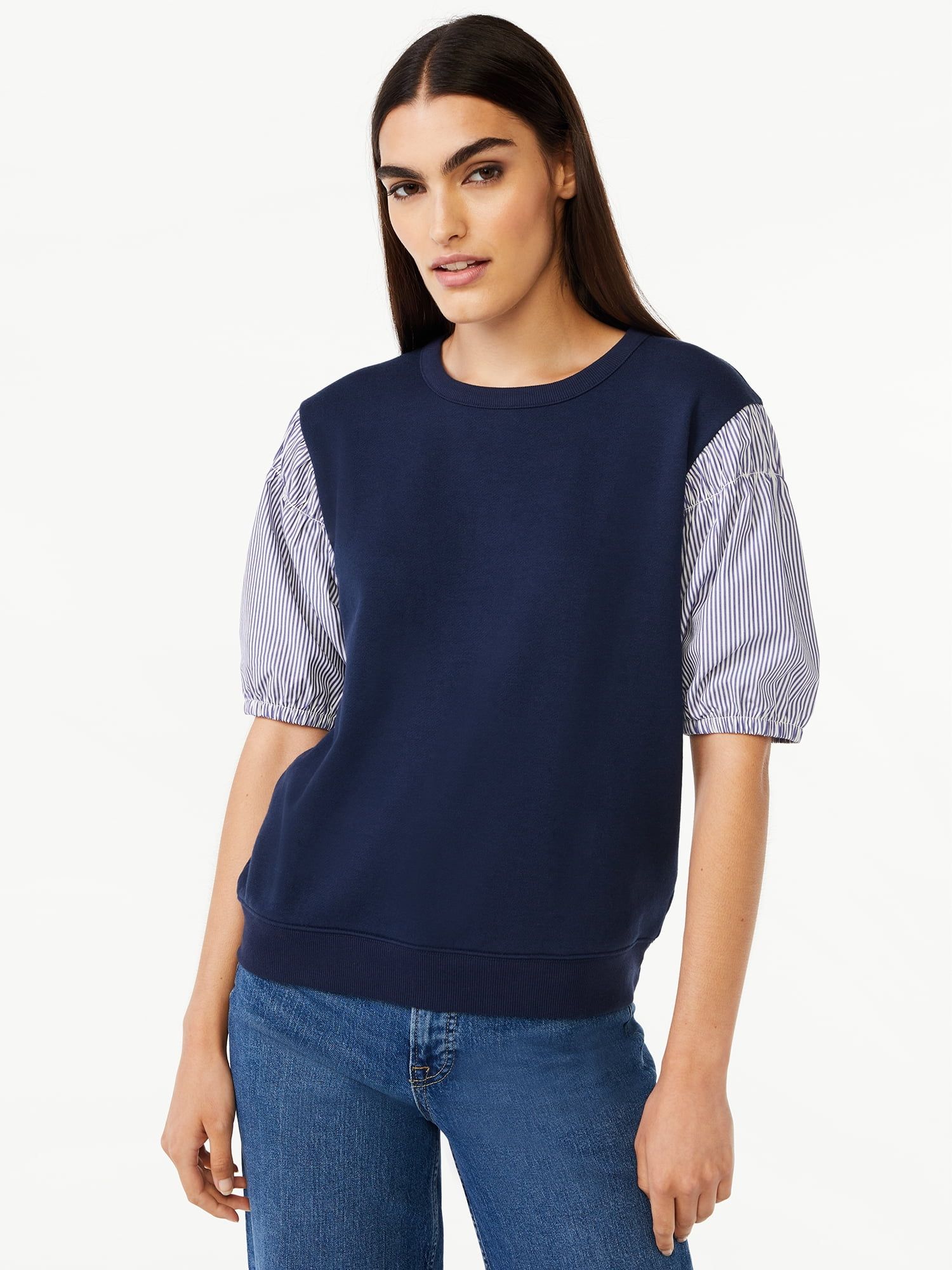 Free Assembly Women's Smocked Square Shoulder Top - Walmart.com | Walmart (US)