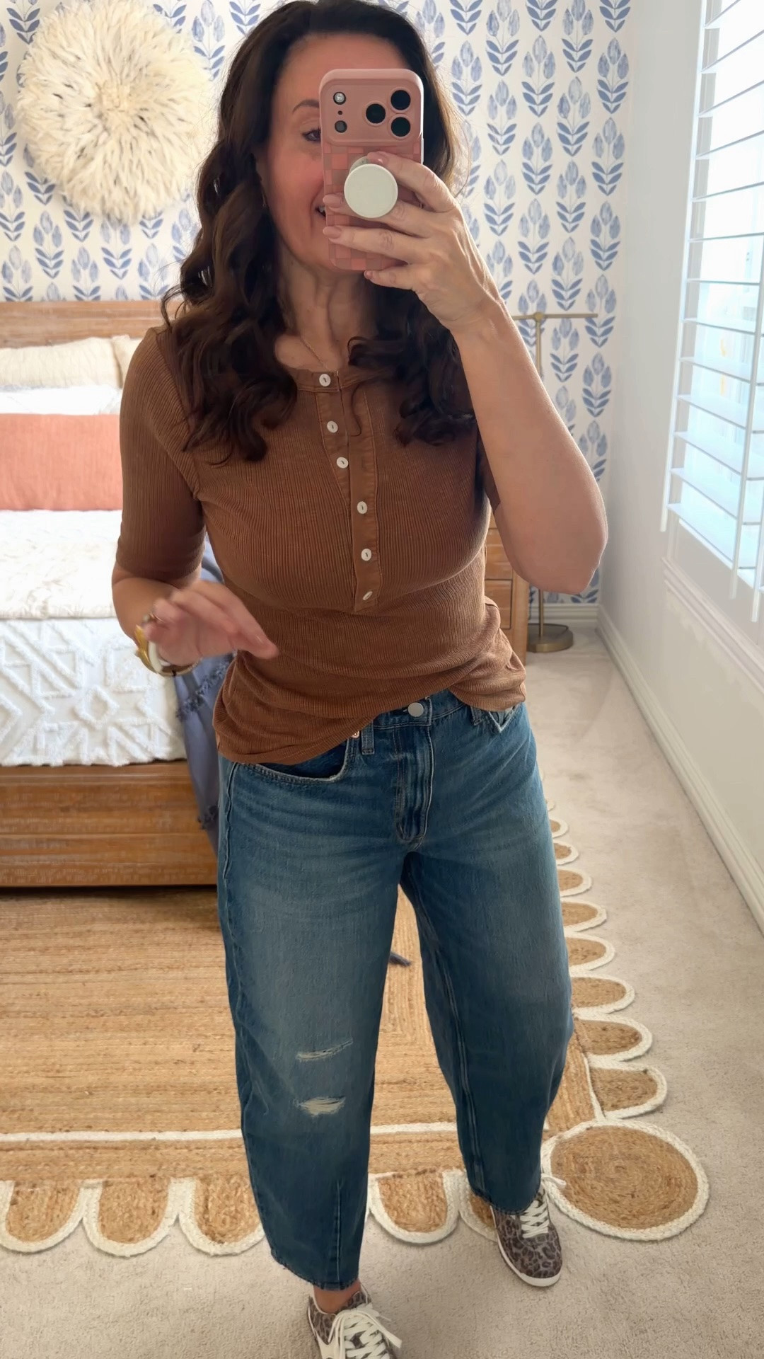Wearing a small in this henley that's on sale for $12!
Jeans are also on sale and run TTS.
.

#LTKootd #LTKmomlife #LTKSaleAlert
