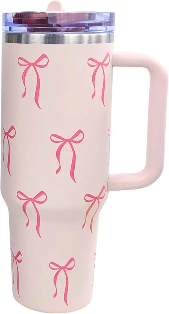 Bow Tumbler 30 oz | Leakproof Flip Straw Lid & Handle | Insulated Stainless Steel Travel Cup | BP... | Amazon (US)