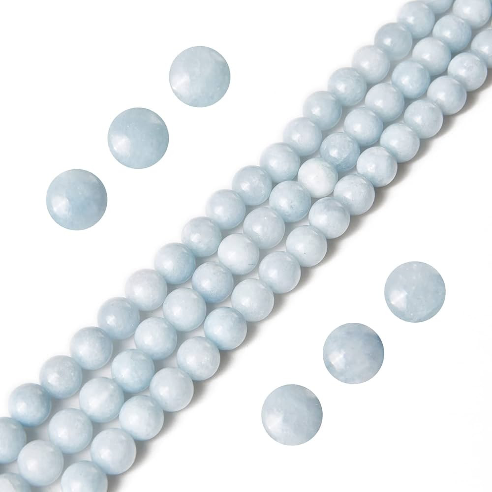 100pcs 6mm Aquamarine Beads Natural Gemstone Beads Round Loose Beads for Jewelry Making | Amazon (US)