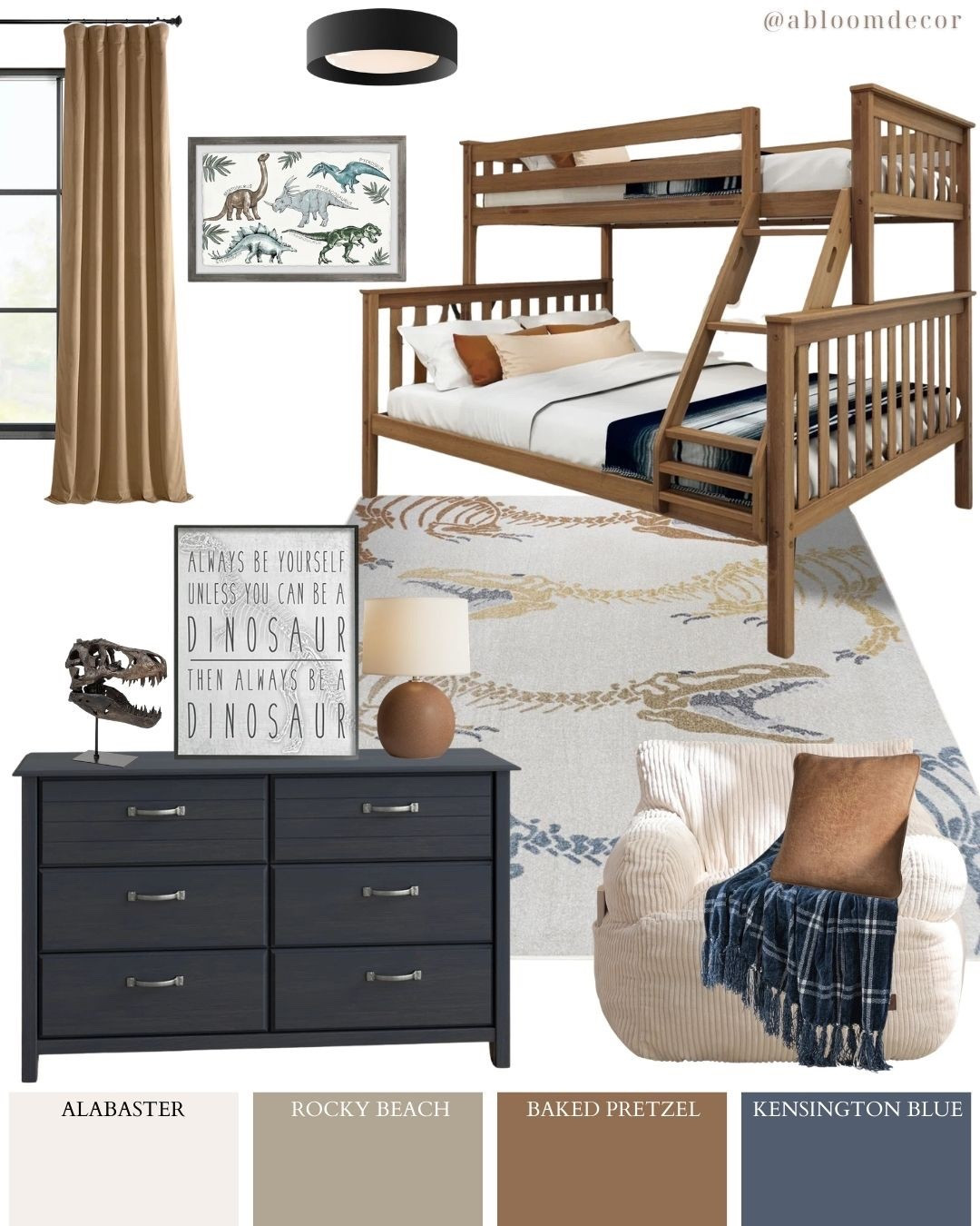 Dinosaur Boys Bunk Bed Room Design With Navy Blue

#LTKmomlife #LTKKids #LTKHome