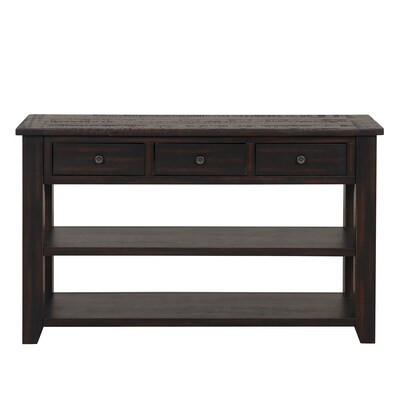 SINOFURN 48.8-in x 30.1-in x 15.75-in Black Wood 3-Drawer Console Table with Storage | Lowe's