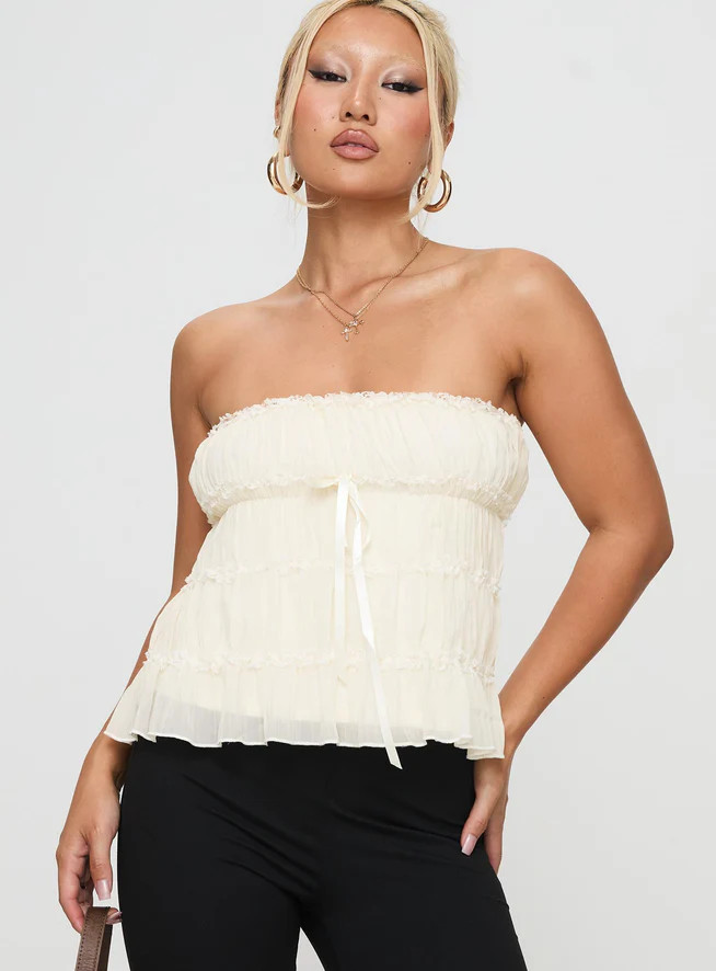 Avelina Strapless Top Cream | Princess Polly US