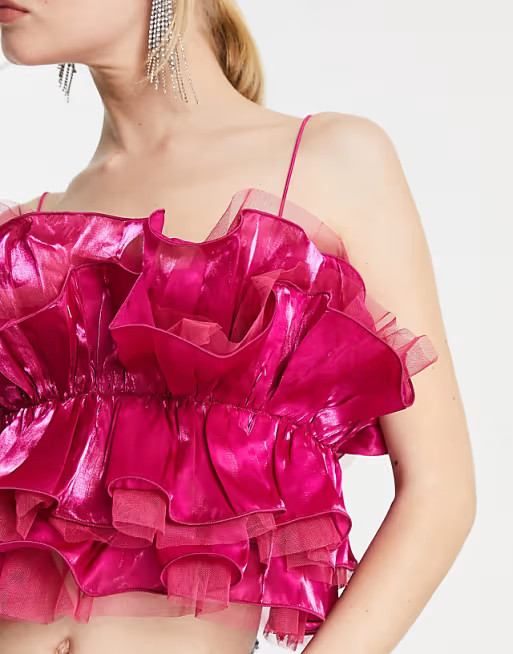 Sister Jane cami organza crop top in fuschia | ASOS (Global)