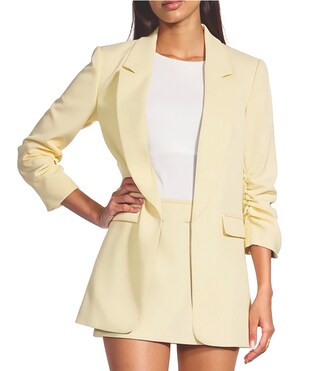 Jemma Ruched 3/4 Sleeve Shawl Collar Twill Boyfriend Blazer | Dillard's