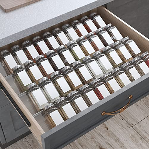 Antimbee Spice Drawer Organizer, 4 Tier- 8 Pack Kitchen Spice Rack Tray for Drawer, Expandable From 13" to 26" Acrylic Seasoning Organizer Rack Holds up 56 Spice Jars (Jars not Include) | Amazon (US)