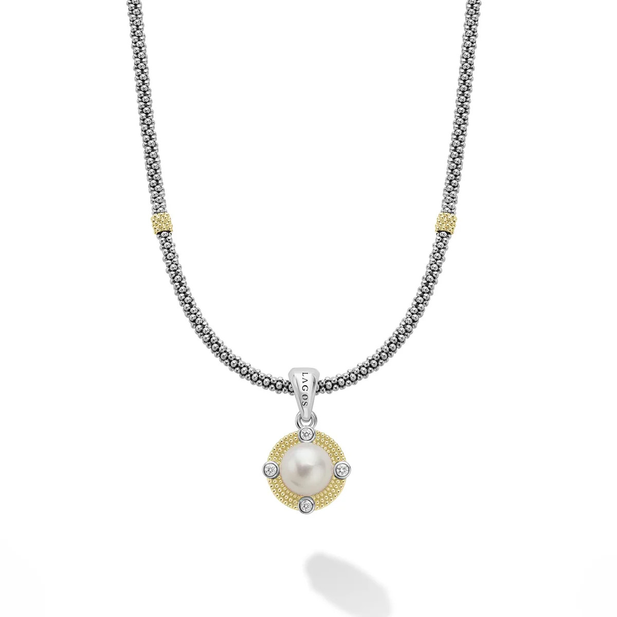 Pearl Diamond Caviar Necklace | LAGOS