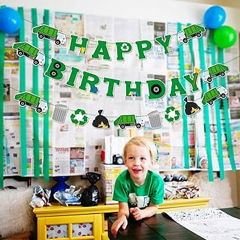 Bessmoso 3 Pcs Garbage Truck Birthday Decorations Trash Truck Birthday Banner Waste Management Re... | Amazon (US)