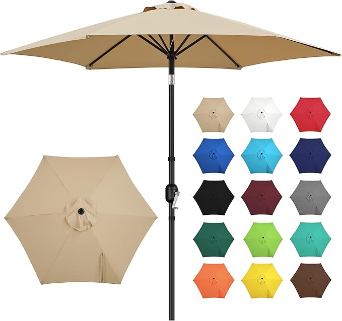 Yaheetech 9FT Outdoor Patio Umbrella, Outdoor Table Umbrella with Push Button Tilt and Crank, Yar... | Amazon (US)
