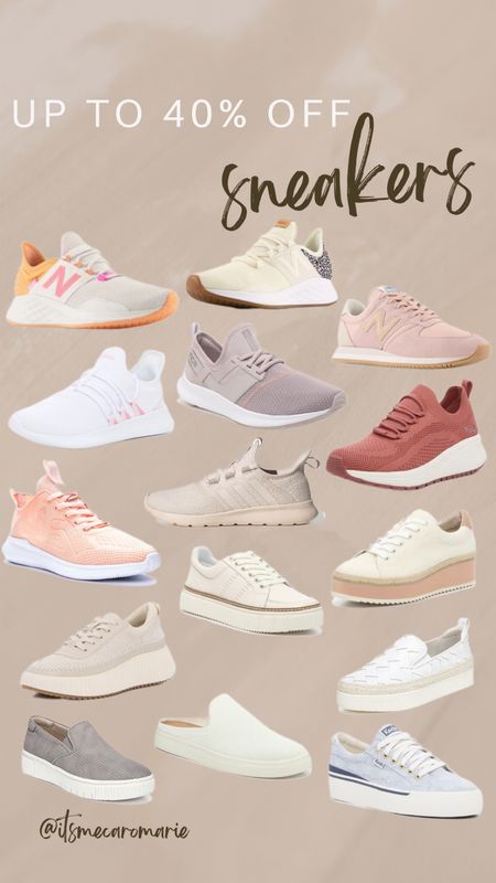 Up to 40% of sneakers!! So many cute options for spring and summer 🥰 
Cute comfy neutral sneakers athletic wear tennis shoes adidas dolce Vida new balance shoe sale summer sale spring sale travel look fit look casual look trendy shoes 

#LTKshoecrush #LTKsalealert #LTKunder100