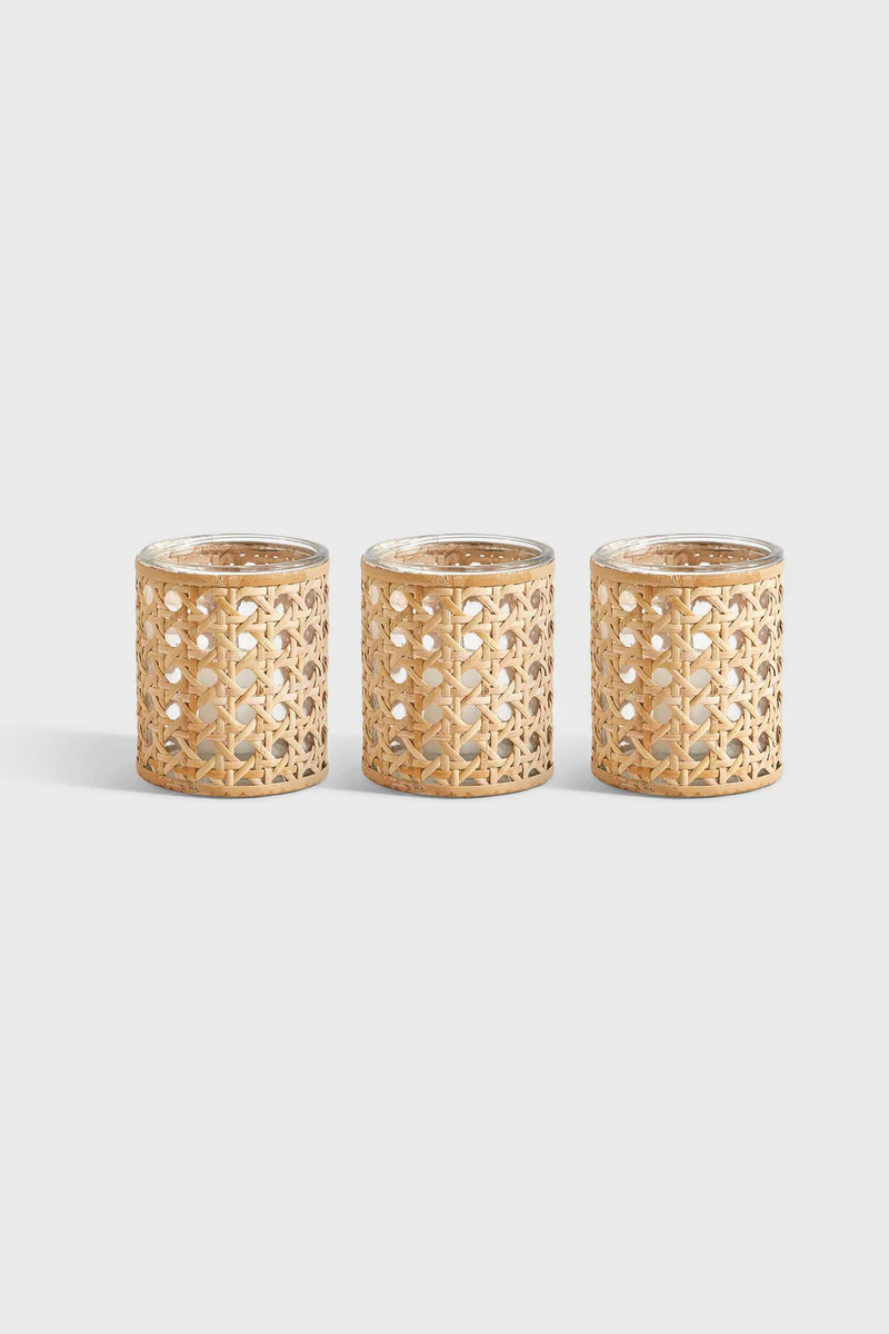 Lumingnon Cane Webbing Candle Holders (Set of 3) | Tuckernuck (US)