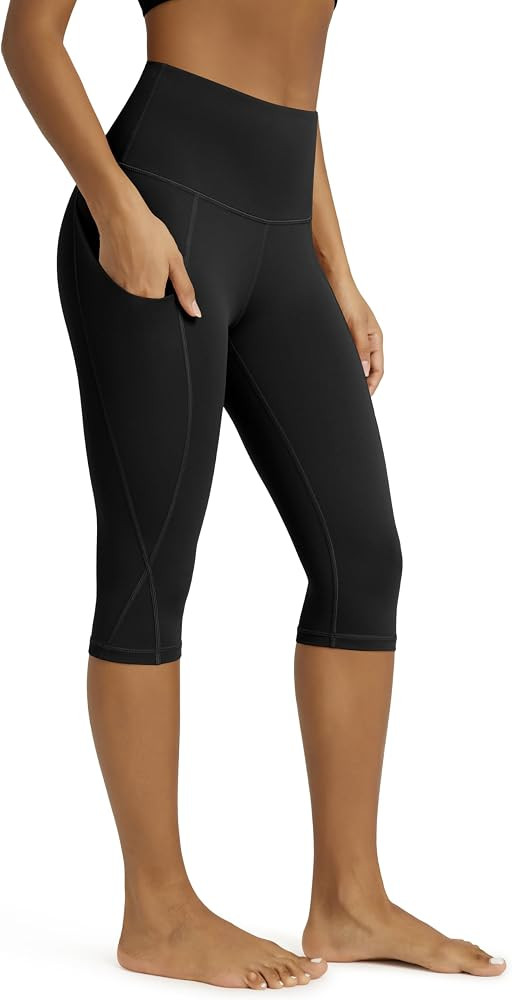 ODODOS Women's High Waisted Yoga Capris with Pockets, Tummy Control Non See Through Workout Athle... | Amazon (US)