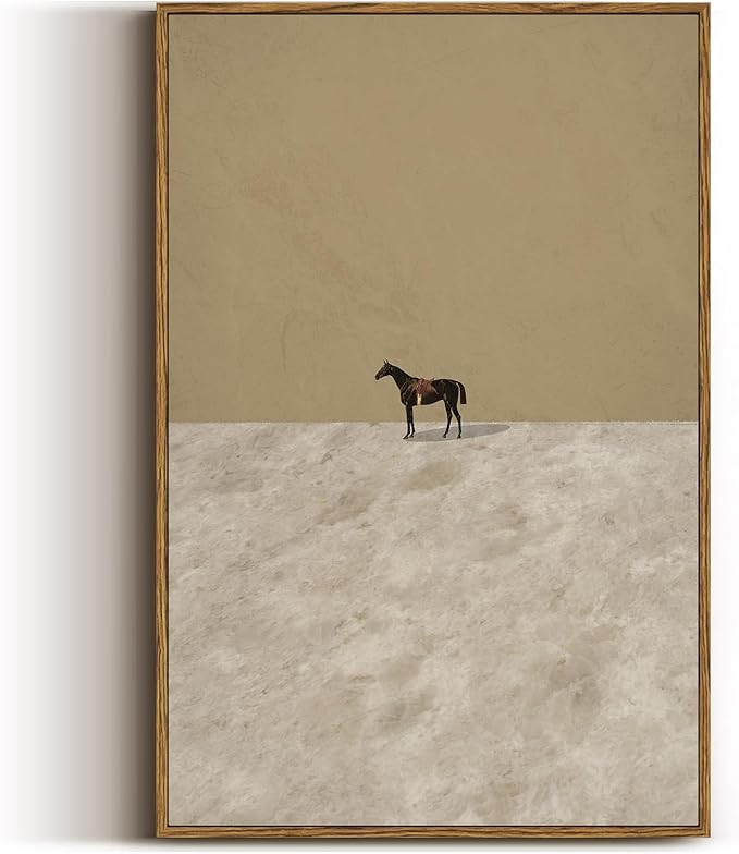 VIYYIEA Vintage Framed Horse Wall Art Decor, Living Room Bedroom Lonely Horse Pictures Retro Wall... | Amazon (US)