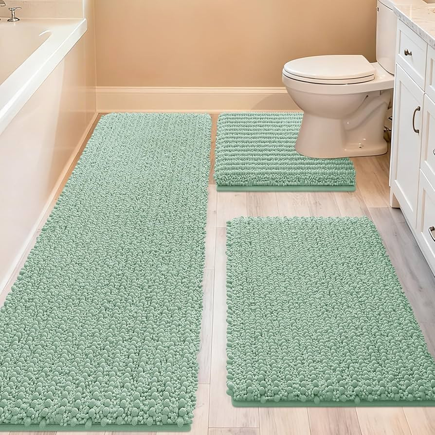 ACCUMTEK Upgrade Extra Large Sage Bathroom Rug Set 3 Pieces Ultra Soft, Thick Absorbent Bath Mats... | Amazon (US)