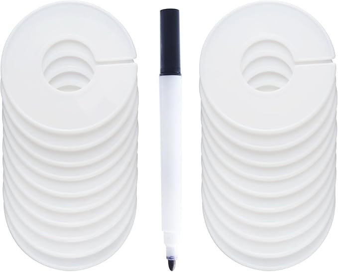 20 Pack Clothing Rack Size Dividers Wardrobe Round Hangers Dividers with 1 Piece Marker Pen (20pc... | Amazon (US)