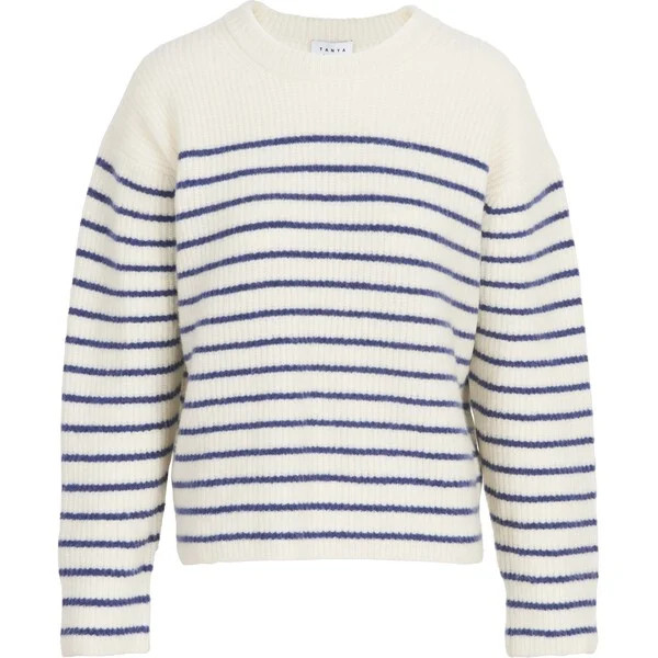 Women's Fleur Sweater, Ivory/Maritime Blue Multi | Maisonette