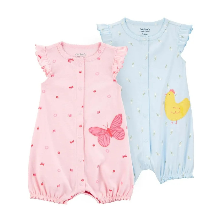 Carter's Child of Mine Baby Girl Romper, 2-Pack, Sizes 0/3-24 Months | Walmart (US)