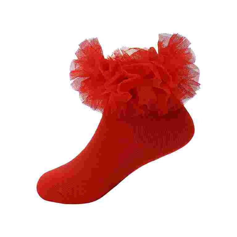 Caqnni Baby Girl Lace Socks Eyelet Ruffle Socks Princess Dress Socks Toddler (Red,4-6 Years) | Walmart (US)