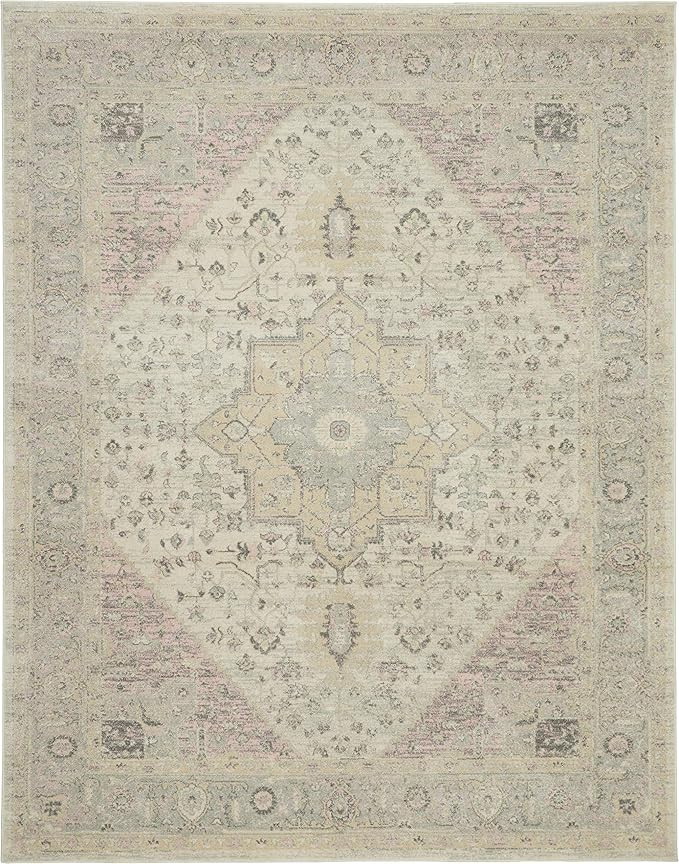 Nourison TRA06 Tranquil Persian Vintage Ivory/Pink Area Rug 8' X 10' | Amazon (US)