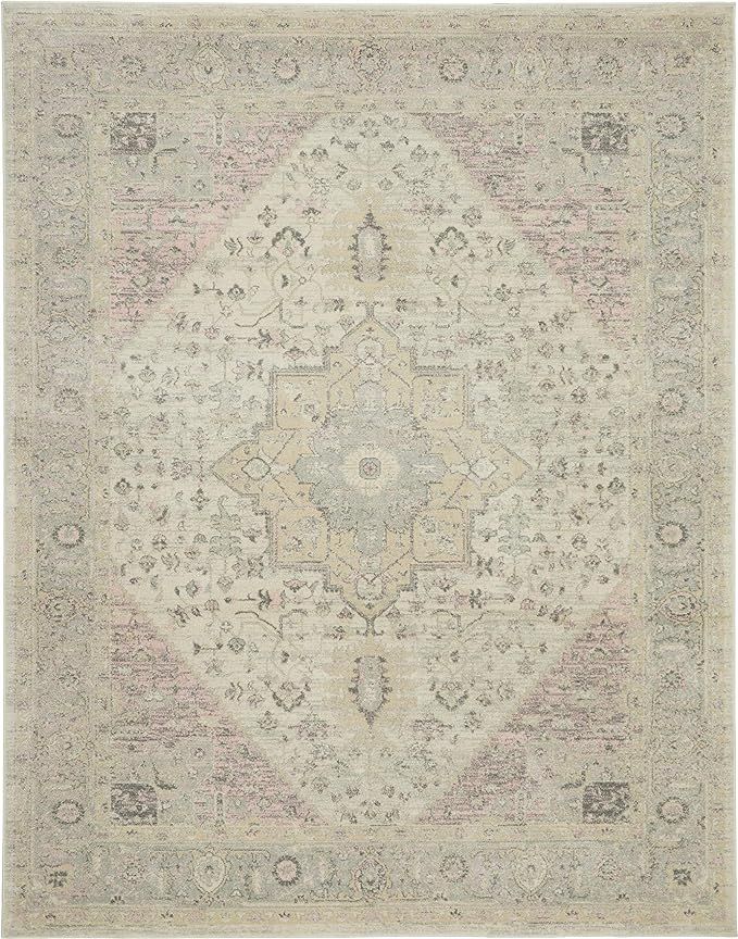 Nourison TRA06 Tranquil Persian Vintage Ivory/Pink Area Rug 8' X 10' | Amazon (US)