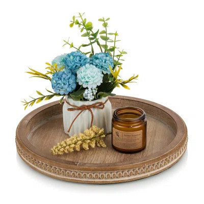 Decorative Serving Tray Wood Bead Round Tray Decor | Wayfair North America