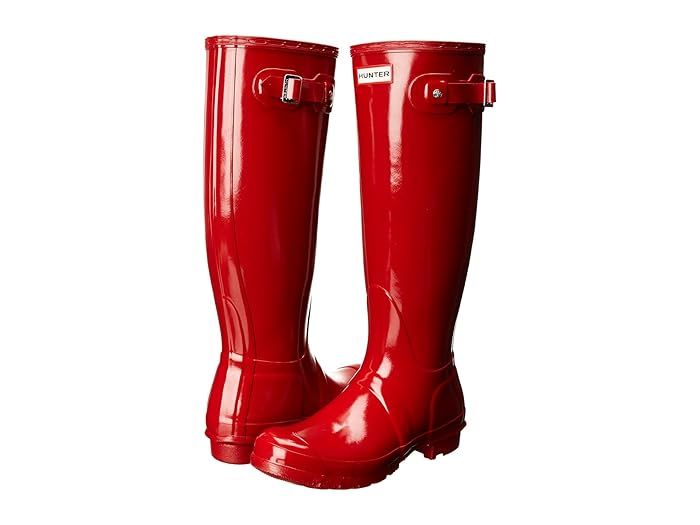Hunter Original Tall Gloss Rain Boots (Military Red) Women's Shoes | Zappos