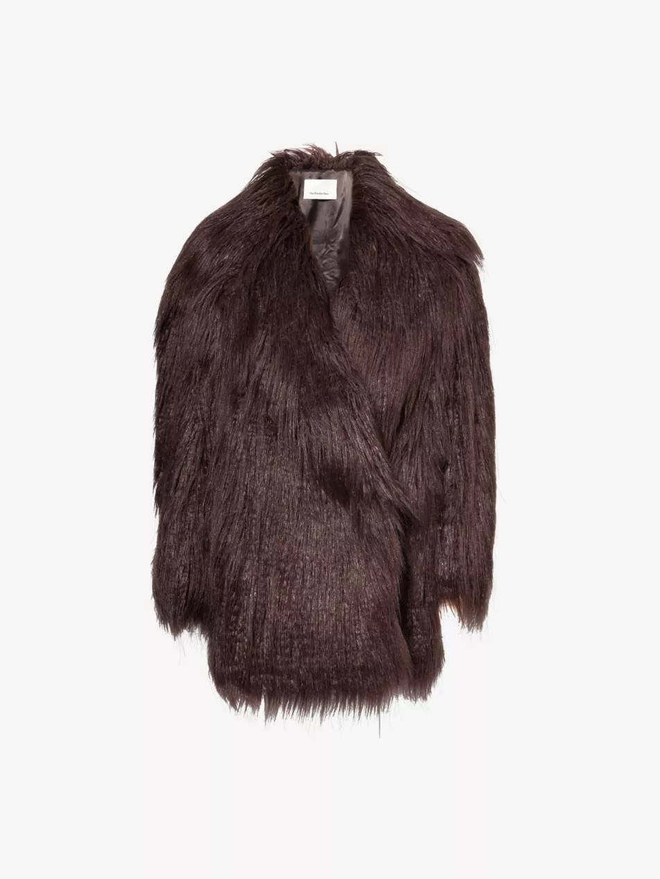 Miley notch-lapels relaxed-fit faux-fur coat | Selfridges