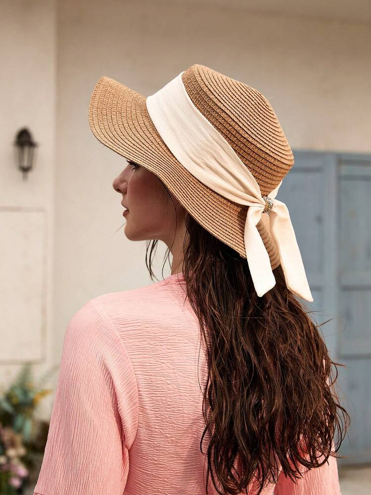 Tropiscape Women Sun Straw Hat Wide Brim UPF 50 Summer Hat Foldable Roll Up Floppy Beach Hats For Women Autumn Winter Gifts | SHEIN