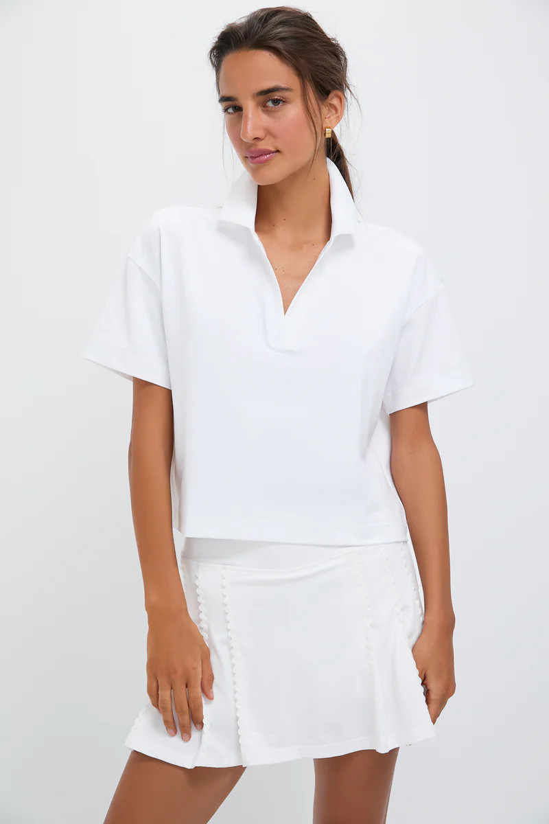 White Performance Jersey Cropped Caroline Polo | Tuckernuck (US)