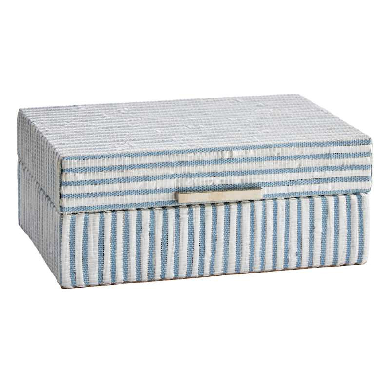 Daniela Blue Striped Woven Box with Silver Handle, 7x5 | At Home