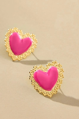 The Pink Reef Love Heart Stud Earrings | Anthropologie (US)