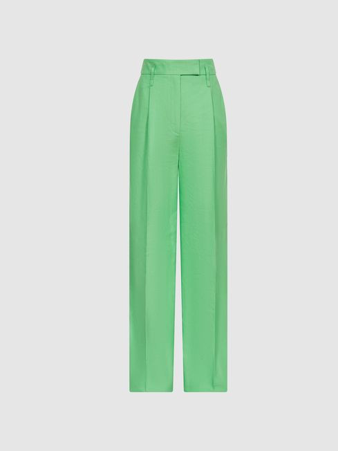 Reiss Green Gracey Wide Leg Tailored Trousers | Reiss (UK)