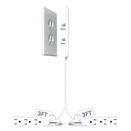 Sleek Socket Wall Outlet Concealer with Dual 3 ft Extension Cord with Multiple Outlets | Walmart (US)
