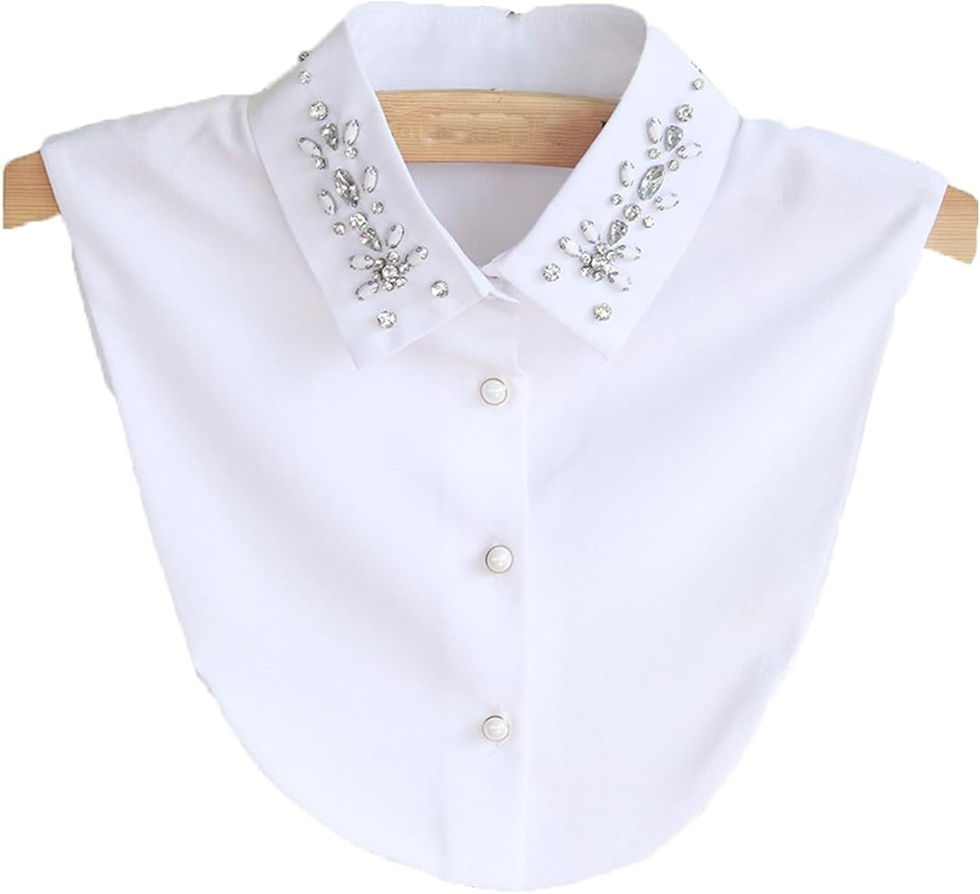 DNLKWGO Dickey Fake Collar False Collar Half Shirts with Rhinestone Detachable White Collar Shirt... | Amazon (US)