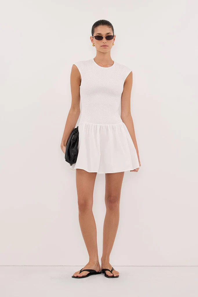 RUBI WHITE COTTON MINI DRESS | DISSH