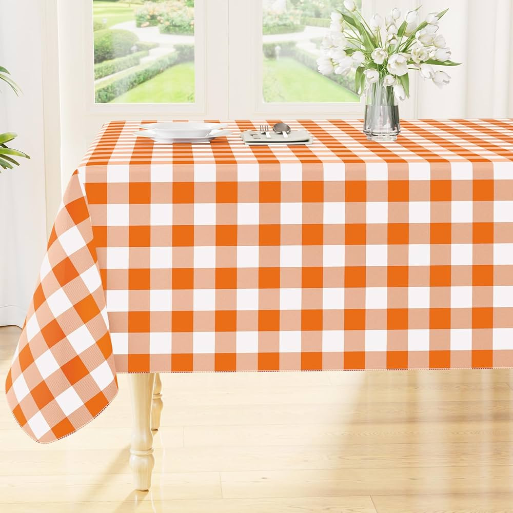 Smiry Rectangle Table Cloth, Waterproof Vinyl Tablecloths with Flannel Backing, Wipeable Buffalo ... | Amazon (US)