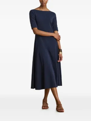 Lauren Ralph Lauren rib-knit Stretch Cotton Midi Dress | Blue | FARFETCH | Farfetch Global