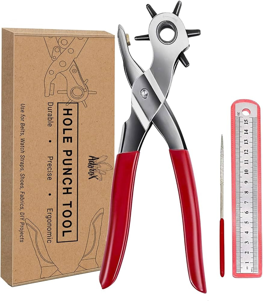Adorox Heavy Duty Belt Hole Puncher for Leather \u2013 6 Size Revolving Leather Hole Punch Tool w... | Amazon (US)