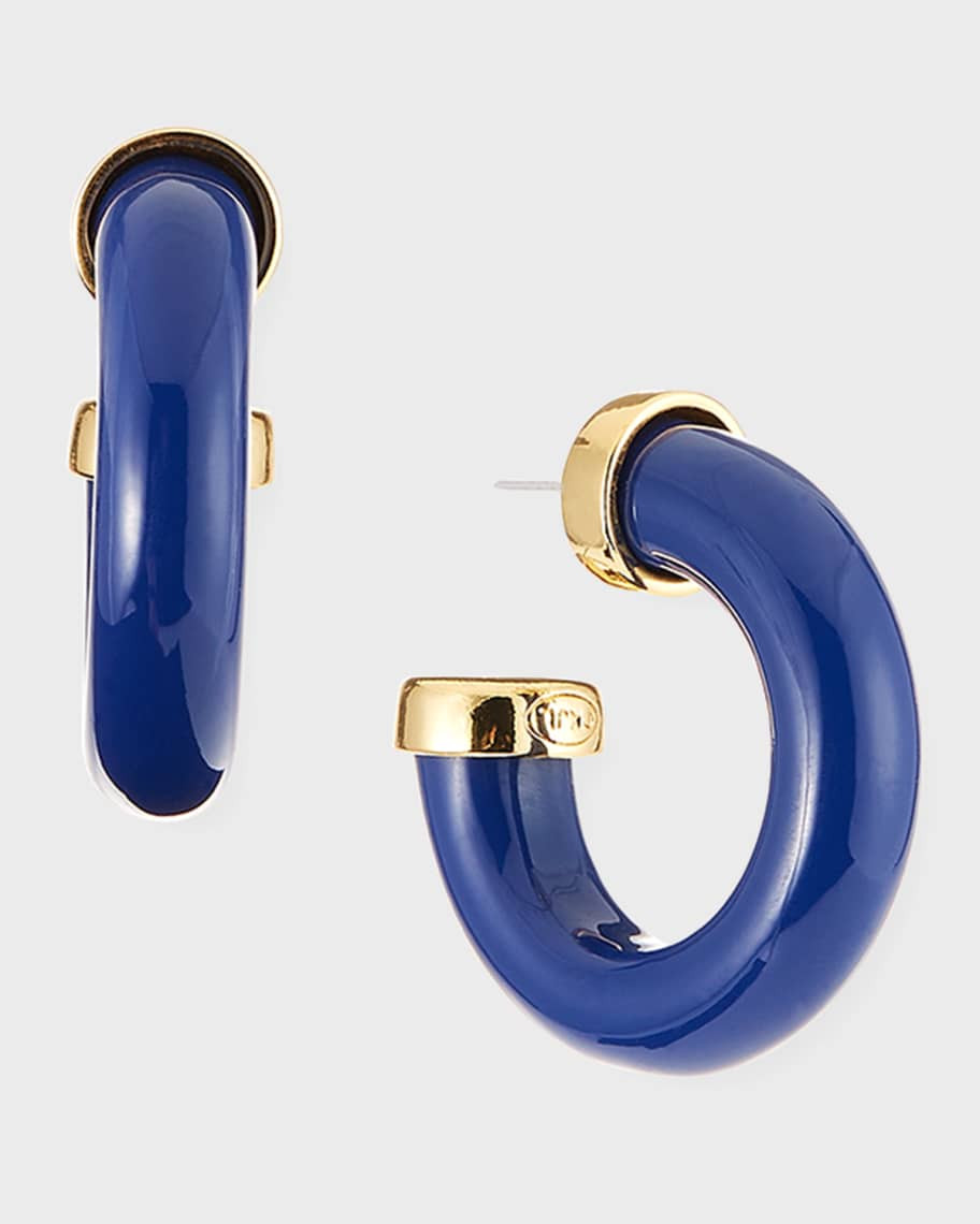 Kenneth Jay Lane Resin C-Hoop Earrings, Lapis | Neiman Marcus