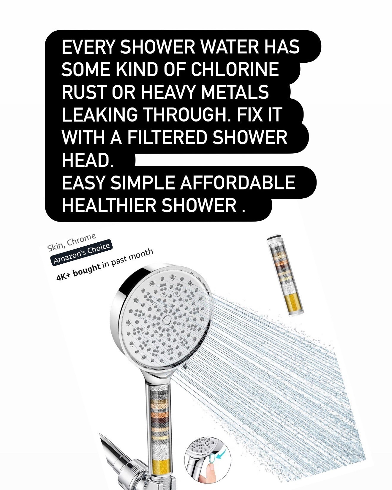 I couldn’t believe what was in my shower water after I tested it.  It looked clean and felt clean. But I was losing a lot of hair.  So the answer in short is your shower water might be contaminated. Enough to affect your health in some way.  There are filtered shower heads that can fix that!
