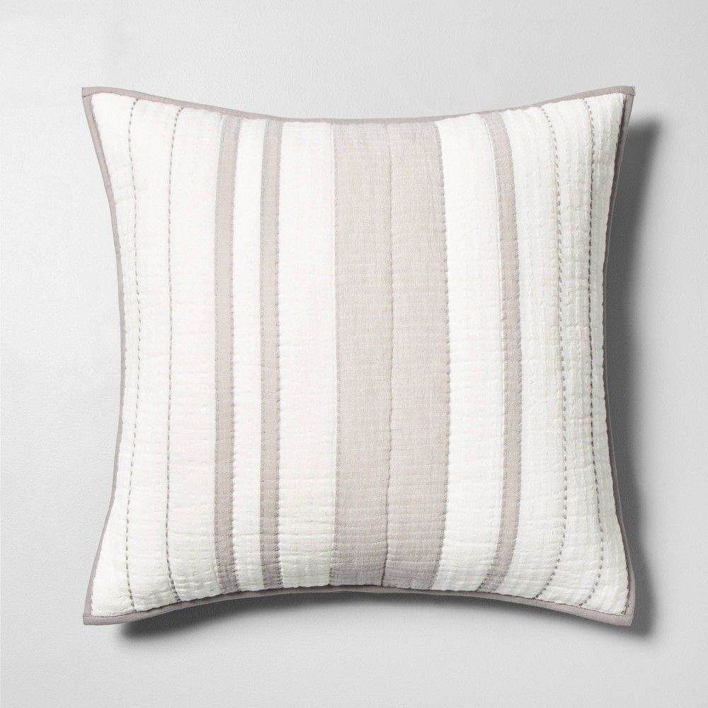 Euro Woven Stripes Pillow Sham Jet Gray - Hearth & Hand with Magnolia | Target