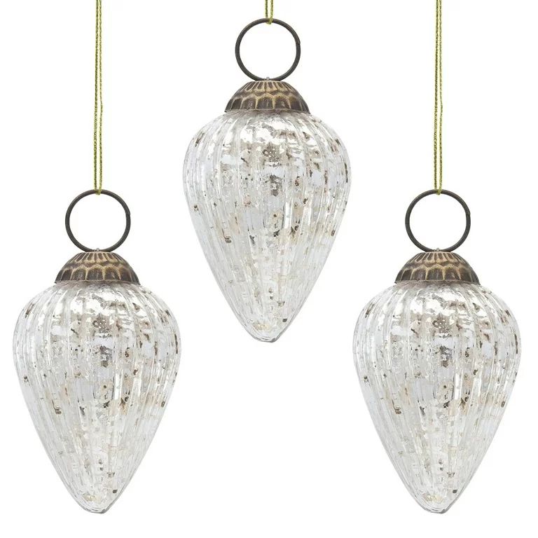 3 Pack | Luna Bazaar Mercury Glass Small Ornaments (3-inch, Silver, Laura Design) - Great Gift Id... | Walmart (US)