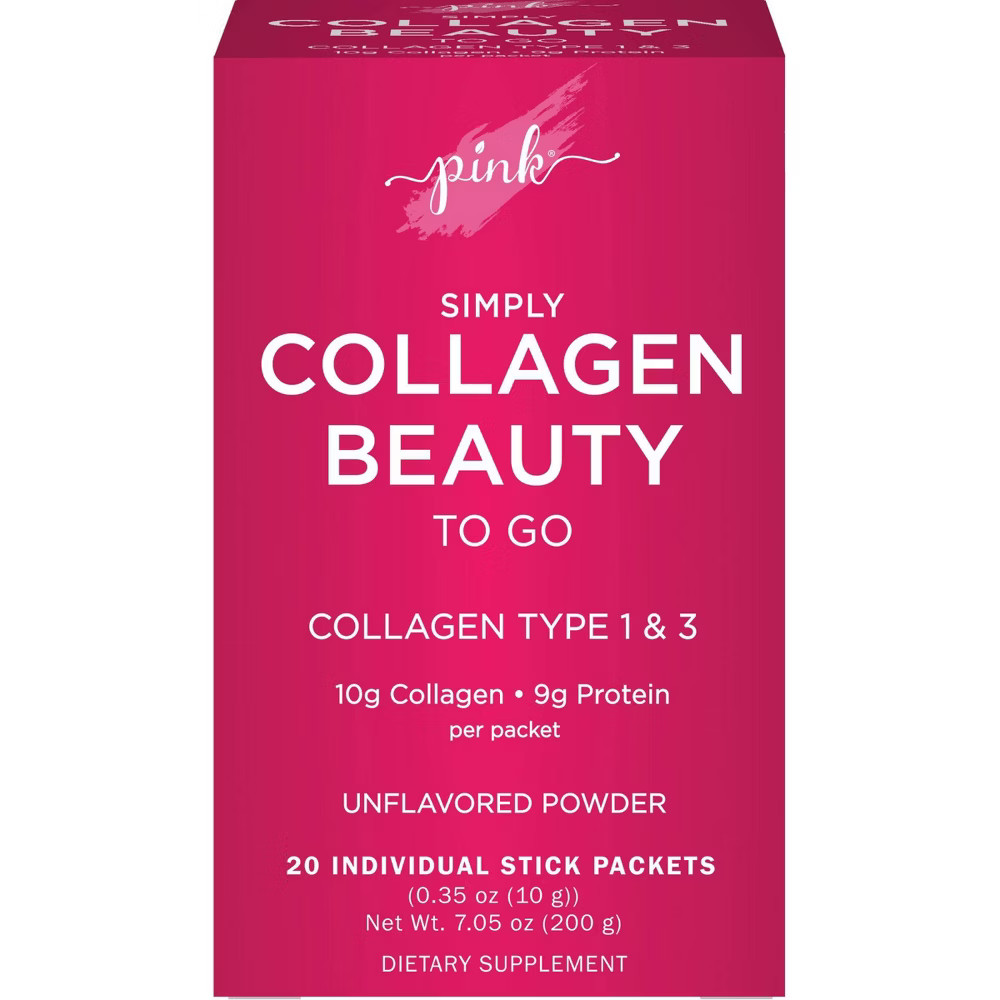 Pink Simply Collagen Beauty to Go Unflavored Powder Stick Packs - 20ct | Target
