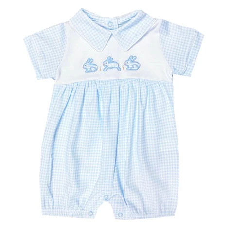 Blue Easter Bunnies Baby Boy Romper | JoJo Mommy