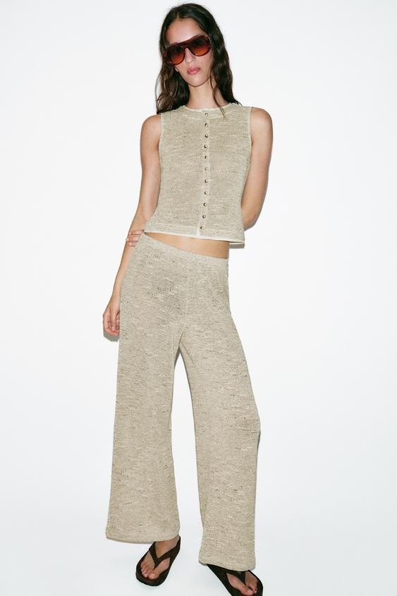 Zara - Buttoned Waistcoat Top - Grey - M - Woman | Zara UK