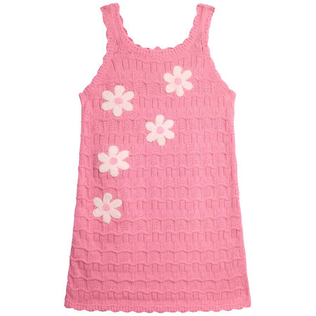 Jessica Simpson Girls' Crochet Dress with Floral Applique, Sizes 4-16 | Walmart (US)