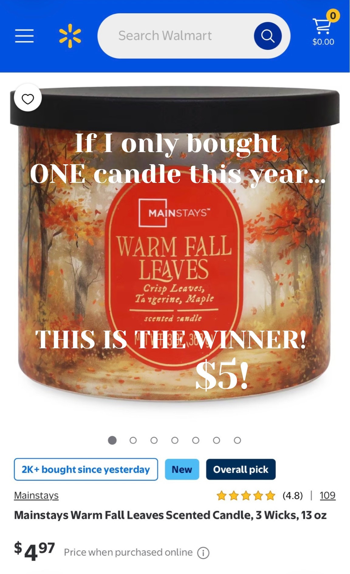 If I only bought one candle this FALL… 
This scent from @Walmart would be the winner! 
$5 for a yummy FALL candle! Take my money! 💰 



#candle #fallscents #fall

#LTKSeasonal #LTKHome #LTKU