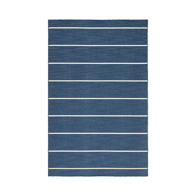 Cos Cob Stripe Wool Rug - Navy | Cailini Coastal