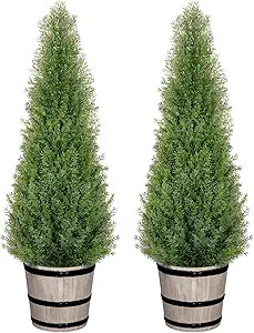 VIVATREES 3FT Artificial Cedar Topiary Trees with Rustic Barrel Planter, Outdoor Indoor Realistic... | Amazon (US)