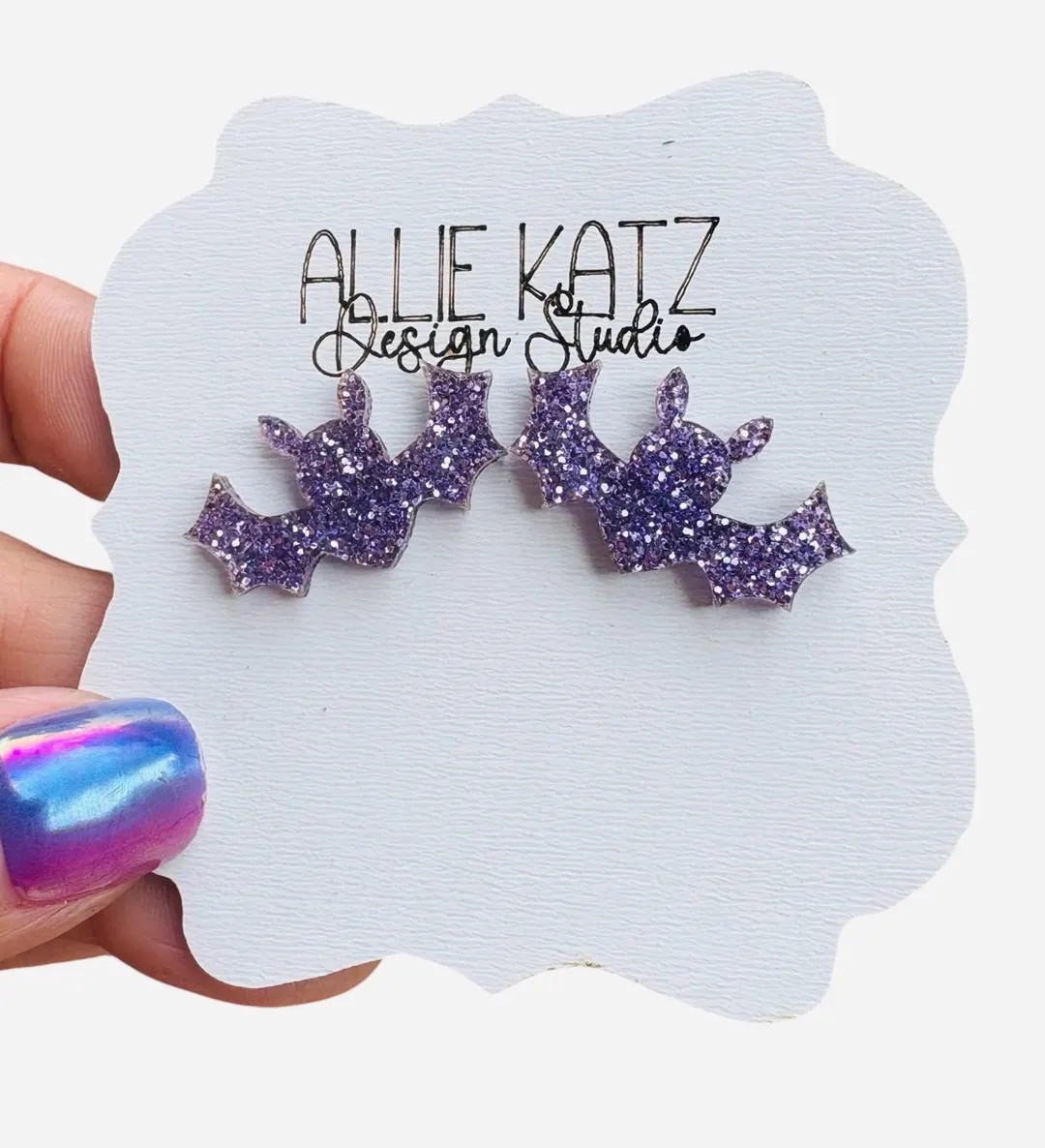 Purple Glitter Bat Stud Earrings: Hypoallergenic Halloween Jewelry - Etsy | Etsy (US)